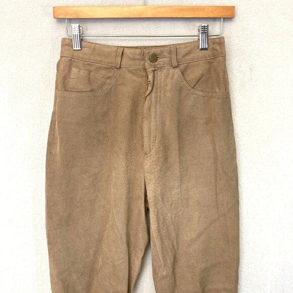 Vintage Lew Magram Collection Suede Pants Size 6 High-Waisted 100% Leather Tan - Picture 7 of 16
